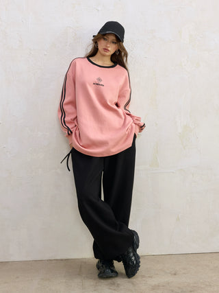AcmeAura® Contrast Color Design Loose Jersey Crew Neck Bottom Top KT3224