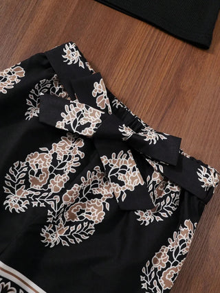 Girls Two-Piece Outfit Set with Tied Top and Pants – Ages 8-12