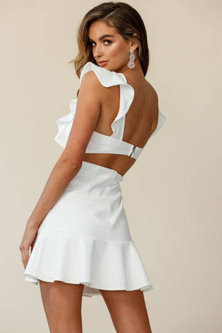 Wide Ruffle Hem Pinafore Dress SELE01