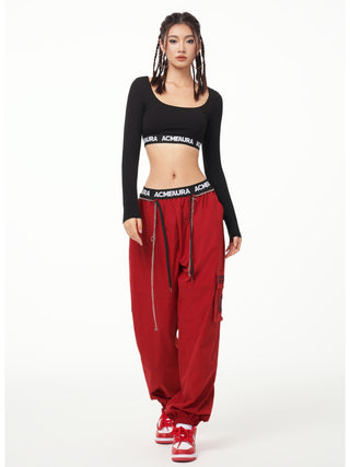 AcmeAura® Embroidered Letters Waist Chain Sports Casual Pants KT2872 - KTchic