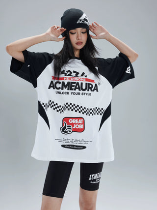 AcmeAura® Loose Print Street Spice Cotton T-shirt KT2794 - KTchic