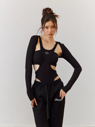 AcmeAura® Spicy Girls Sexy Black Bodysuits KT2919