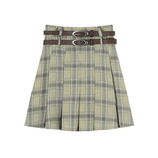 CHGG College Embossed Plaid Pleated Skirt KT1468 - KTchic