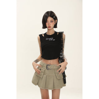 CHGG Denim A-line Spicy Girl Work Dress Pleated Skirt KT1470 - KTchic