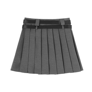 CHGG Double Belt High Waist A Skirt KT1451 - KTchic