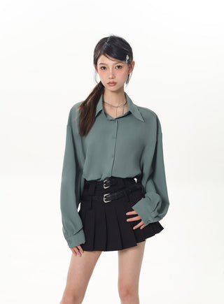 CHGG Loose Solid Color Layered Shirt KT1581 - KTchic