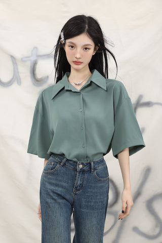 CHGG Loose Solid Color Layered Shirt KT1581 - KTchic