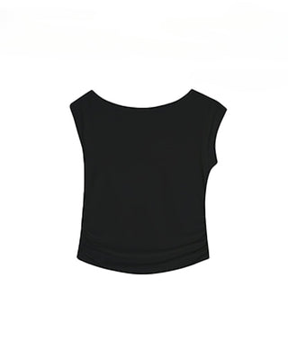 CHGG Pleated Diagonal Shoulder Spice Girl Top KT1544