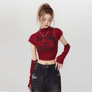 CHGG Retro Cropped Tank with Detachable Sleeves KT2768 - KTchic