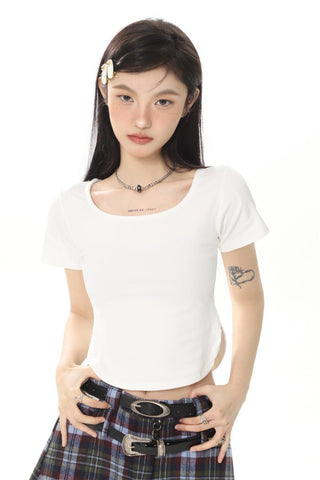 CHGG Square Neck Short Spicy Girl T-shirt KT1412 - KTchic