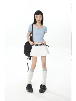 CHGG Square Neck T-shirt Spice Girl Skirt Suit KT1457 - KTchic