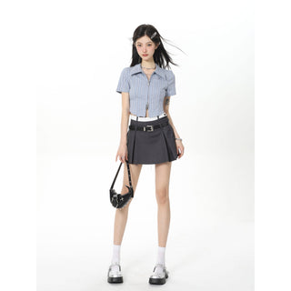 CHGG Striped Short Sleeve Spicy Girl Shirt KT1526