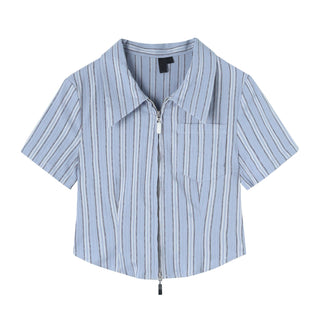 CHGG Striped Short Sleeve Spicy Girl Shirt KT1526