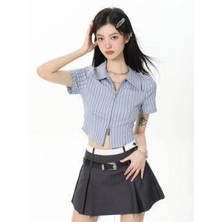 CHGG Striped Short Sleeve Spicy Girl Shirt KT1526