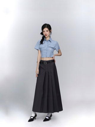 CHGG Suit A-line Mid Length Pleated Skirt KT1446 - KTchic