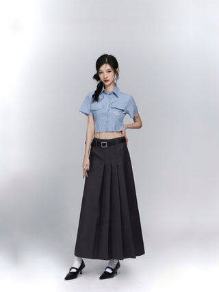 CHGG Suit A-line Mid Length Pleated Skirt KT1446