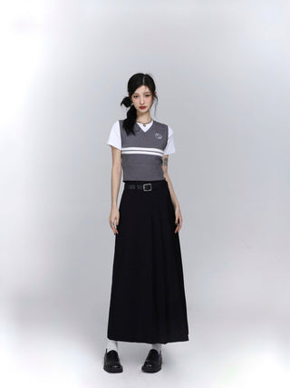 CHGG Suit A-line Mid Length Pleated Skirt KT1446