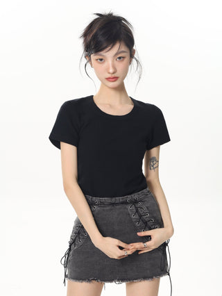 CHGG U Neck Short Sleeve Spicy Girl T-shirt KT1424 - KTchic