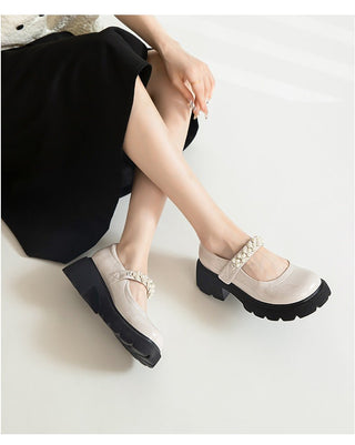 JP Black Round Toe Thick Sole Small Leather Shoe KT2486 - KTchic