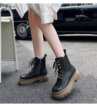 JP Double Lace Up Seven Hole Workwear Short Martin Boot KT2581