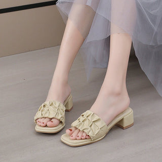 JP High Heels, Thick Heels, One Step Square Head Slippers KT2132 - KTchic