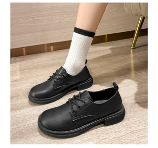 JP Lace Up Thick Heel Sweet Small Leather Shoes KT2510 - KTchic