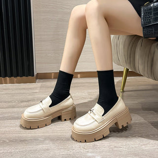 JP One-pedal Soft-soled Platform Small Leather Shoes KT2593