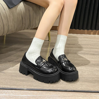 JP One-pedal Soft-soled Platform Small Leather Shoes KT2593