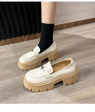 JP One-pedal Soft-soled Platform Small Leather Shoes KT2593