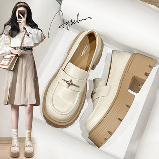 JP One-pedal Soft-soled Platform Small Leather Shoes KT2593