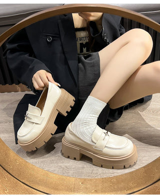 JP One-pedal Soft-soled Platform Small Leather Shoes KT2593