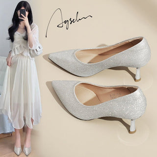 JP Pointed Shallow Mouth Bridesmaid Thin Heel High Heels KT2602 - KTchic