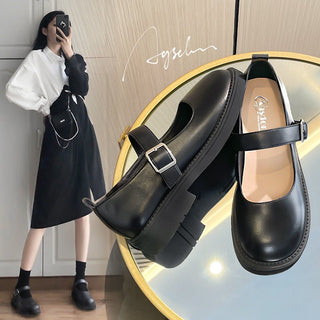 JP Single Shoe Thick Heel Soft Sole Small Leather Shoe KT2429 - KTchic
