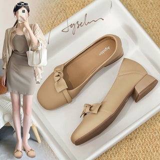 JP Soft Leather Shoes with Shallow Mouth and Low Heels KT2258 - KTchic