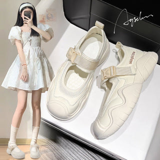 JP Splicing Sweet Cool Wind Shallow Mouth Small White Shoes KT2298 - KTchic