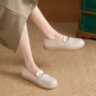 JP White Soft Sole Pedal Small Leather Shoes KT2292 - KTchic