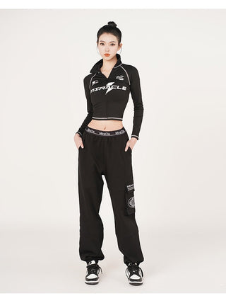 MC Miracle Letter Embroidered Wide-leg Pants KT1753 - KTchic