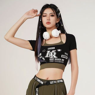 MC Miracle Sports Letter Printed Short Sleeve T-shirt KT1742