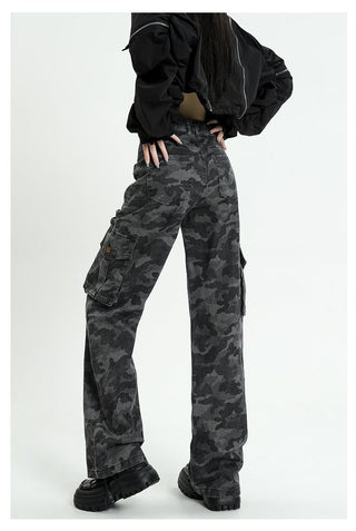 MDH Camouflage High Street Workwear Wide Leg Pant KT1093 - KTchic