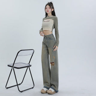 MDH Hole Loose and Slimming Wide Leg Pant KT1016 - KTchic