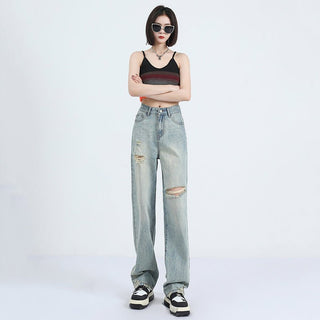 MDH Perforated Thin Wide Leg Pant KT1047 - KTchic