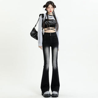 MDH Slim Flared Trousers with High Waist KT922 - KTchic