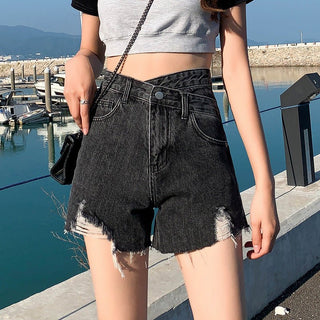 MDH Splicing Design with Rough Edges and Holes In Denim Shorts KT955 - KTchic