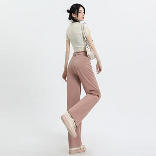 MDH Straight High Waisted Double Breasted Design Wide Leg Pant KT1075 - KTchic