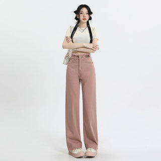 MDH Straight High Waisted Double Breasted Design Wide Leg Pant KT1075 - KTchic