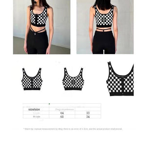 Monochrome Checkered Sports Crop Top KT1655