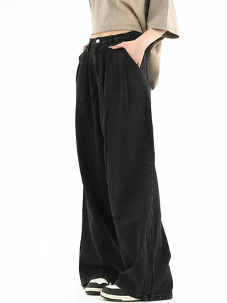 PRLM Black Loose Straight Jeans KT2718