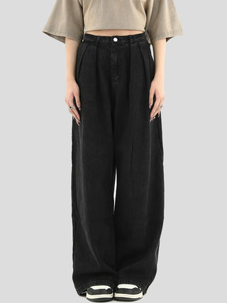 PRLM Black Loose Straight Jeans KT2718
