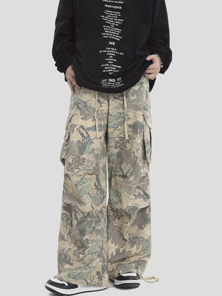 PRLM Couple Camo Leaf Pattern Casual Pants KT1935