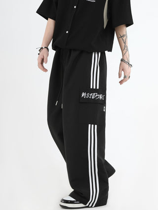 PRLM Couple Side Stripe Work Suit Casual Pants KT1909